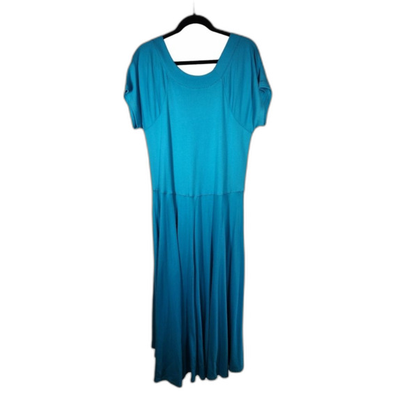 Soft Surroundings Maxi Dress Hi Low Short Sleeve Cotton Casual Blue‎ Stretch L - Picture 4 of 12